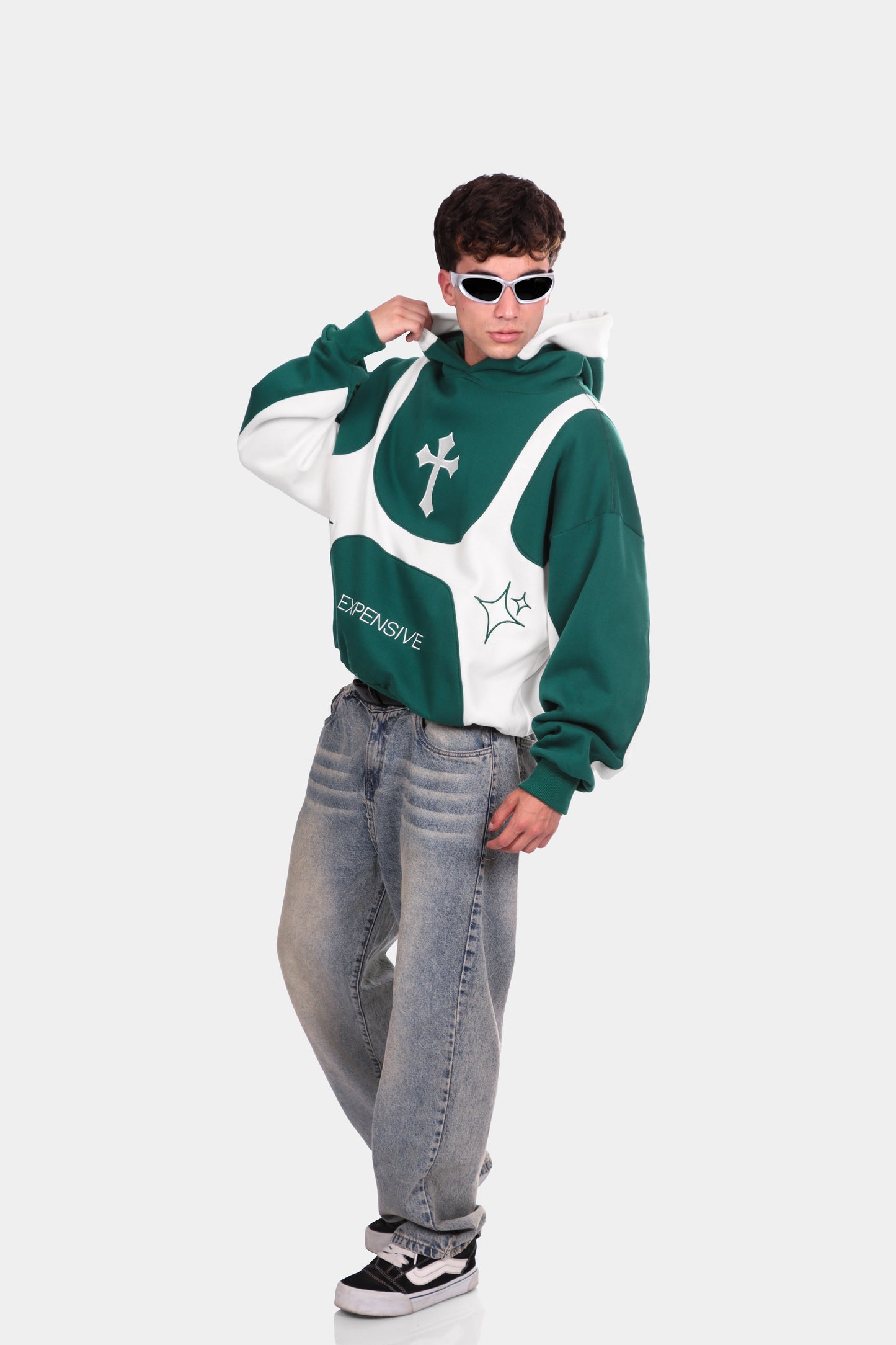 ZIP HOODIE DUAL BOXY FIT VERDE PINO