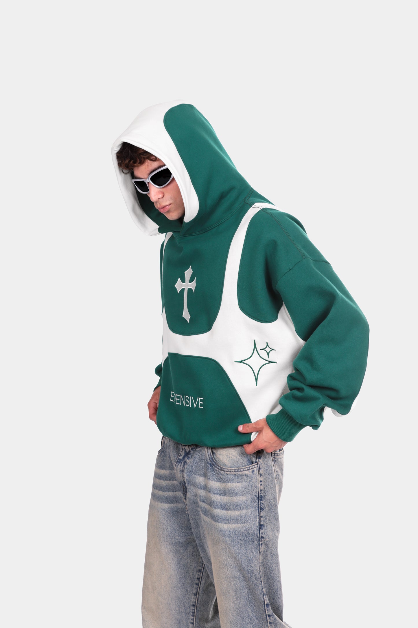 ZIP HOODIE DUAL BOXY FIT VERDE PINO