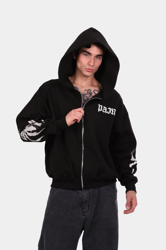 SUDADERA CON CIERRE NEGRO