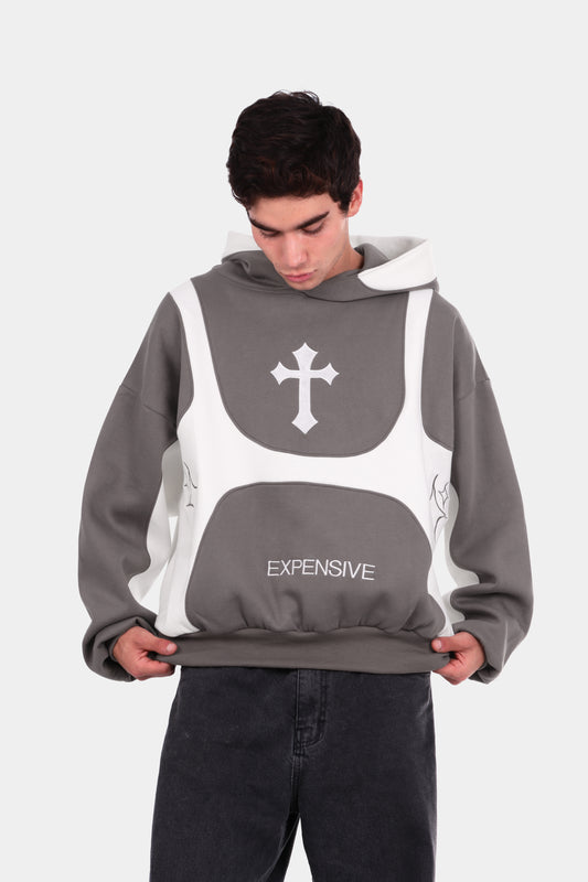 ZIP HOODIE DUAL BOXY FIT GRIS
