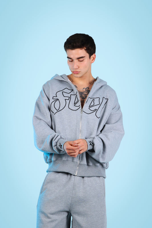 SUDADERA CON CIERRE FEEL GRIS