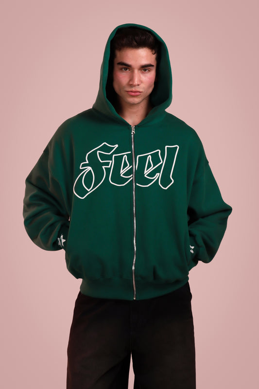 SUDADERA CON CIERRE FEEL VERDE