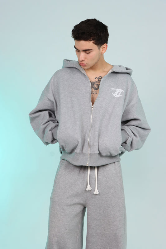 SUDADERA CON CIERRE GRIS